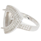 Sterling Silver Semi Mount Ring Setting TRI 12X12mm Double Halo DHJ
